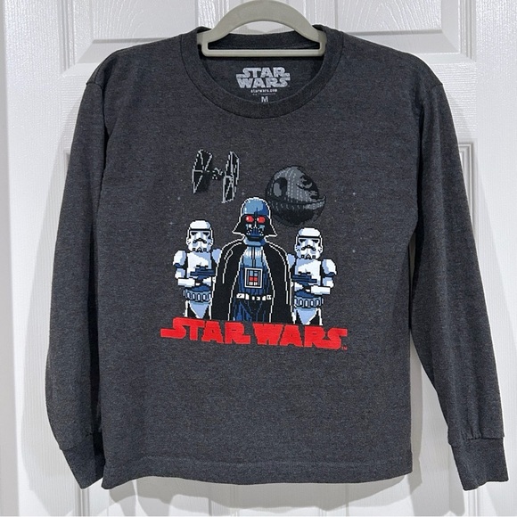 Star Wars Darth Vader Youth Boys Long Sleeve Graphic Tee Shirt Sz M Gray Unisex - Picture 1 of 8
